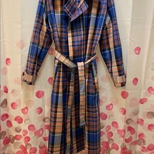 HUGO BOSS Check Trench Coat - Size 14